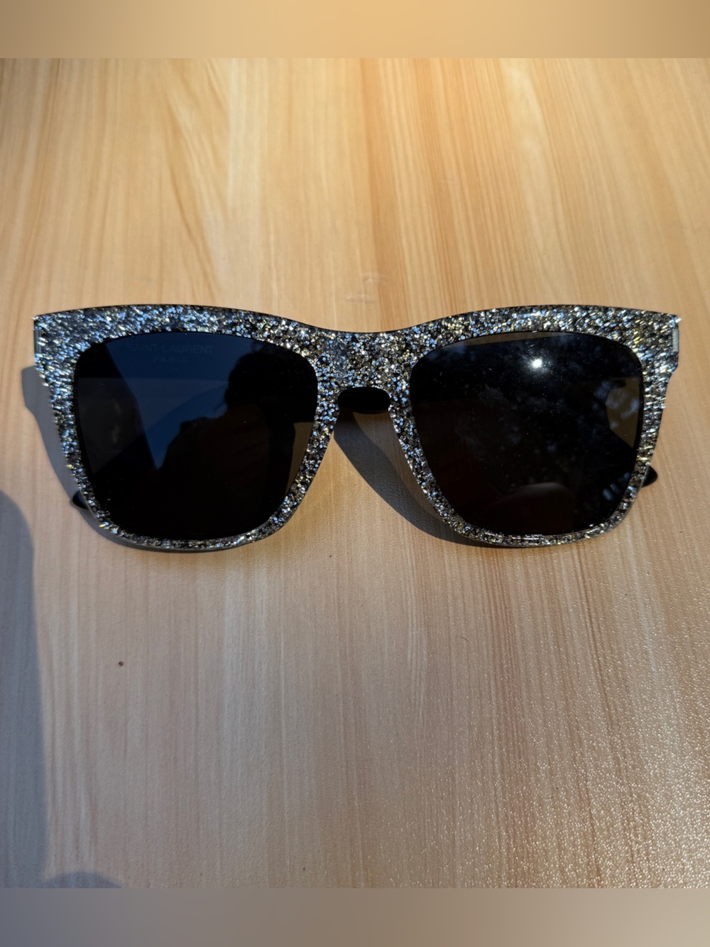 Saint Laurent Sunglasses Silver Glitter with Case